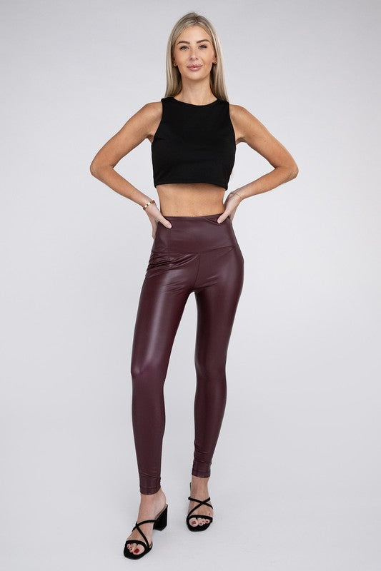 High Rise Faux Leather Leggings - Nexusni