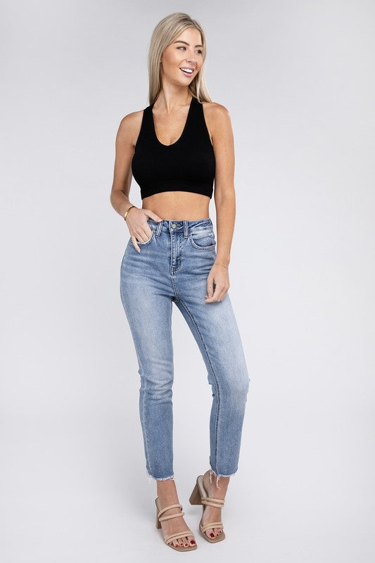 Ribbed Cropped Racerback Tank Top - Nexusni