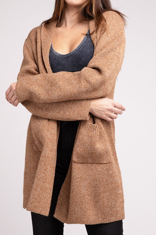 Hooded Open Front Sweater Cardigan - Nexusni