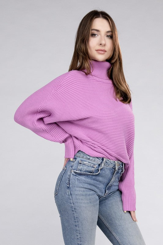 Viscose Dolman Sleeve Turtleneck Sweater - Nexusni