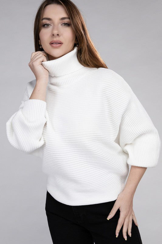 Viscose Dolman Sleeve Turtleneck Sweater - Nexusni