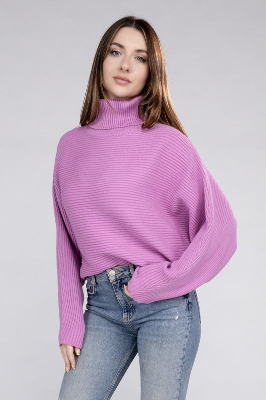 Viscose Dolman Sleeve Turtleneck Sweater - Nexusni