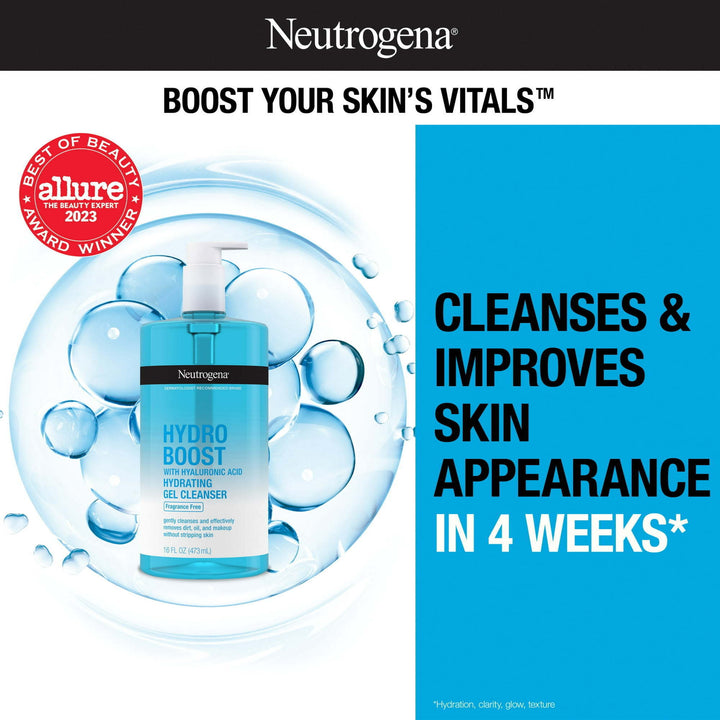 Neutrogena Hydro Boost Hydrating Gel Facial Cleanser, Fragrance-Free, Face Wash, 16 oz - Nexusni