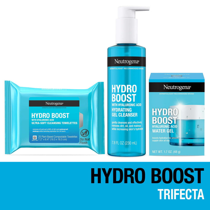 Neutrogena Hydro Boost Trifecta: Water Gel, Cleanser, & Wipes, 3 Items - Nexusni