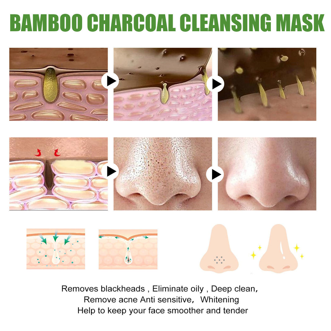 EELHOE Bamboo Charcoal Blackhead Removal Rip-Off Mask Moisturizing Blackhead Removal Acne Pore Shrinking Oil Control Mud Mask - Nexusni