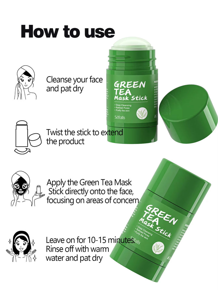 Sefralls Seven Pack Set Green Tea Mud Mask Stick Moisturizing Oil Controlling Reducing Blackheads Tea Mud Mask Stick - Nexusni