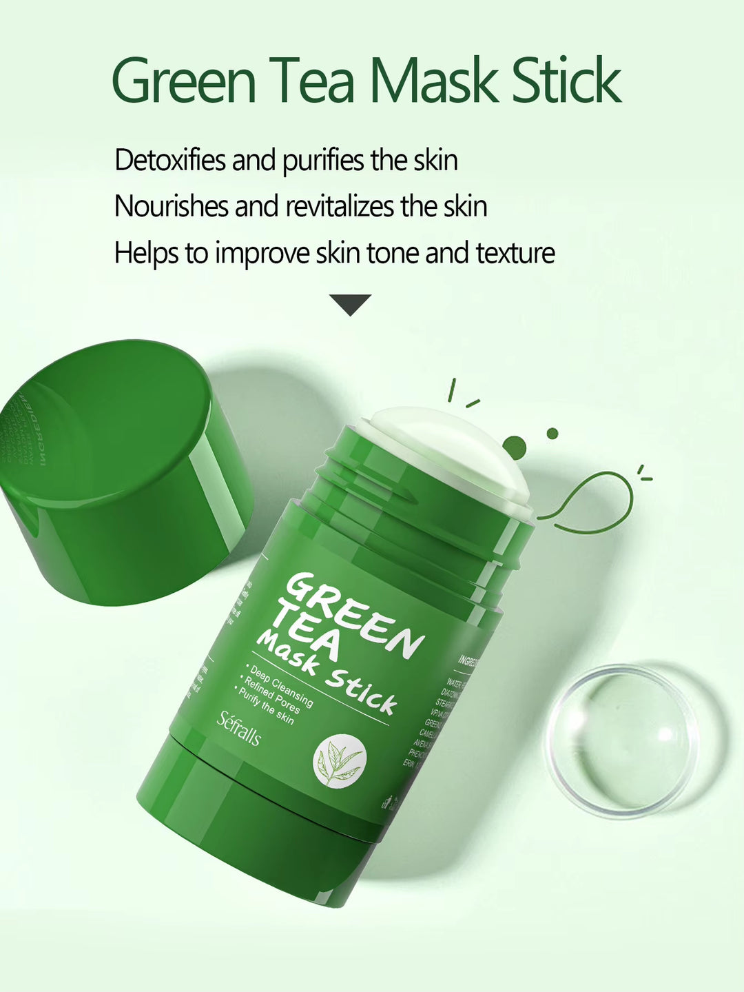 Sefralls Seven Pack Set Green Tea Mud Mask Stick Moisturizing Oil Controlling Reducing Blackheads Tea Mud Mask Stick - Nexusni