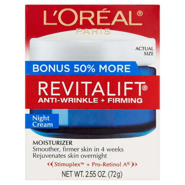 L'Oreal Paris Revitalift Anti-Wrinkle and Firming Night Cream; Bonus Size; 2.55 fl. oz - Nexusni