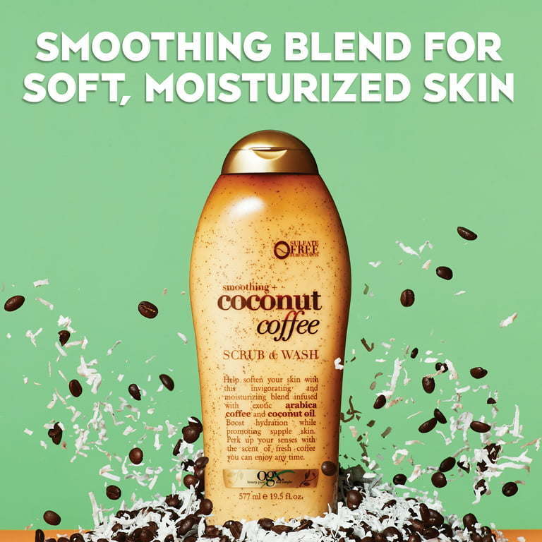 OGX Smoothing + Coconut Coffee Exfoliating Body Scrub with Arabica Coffee & Coconut Oil, Paraben-Free with Sulfate-Free Surfactants, 19.5 Fl Oz - Nexusni