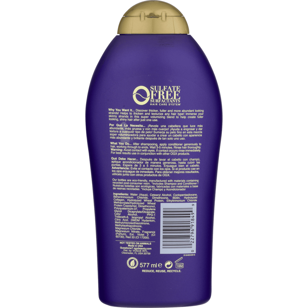 OGX Thick & Full + Biotin & Collagen Volumizing Conditioner for Thin Hair, 19.5 fl oz - Nexusni