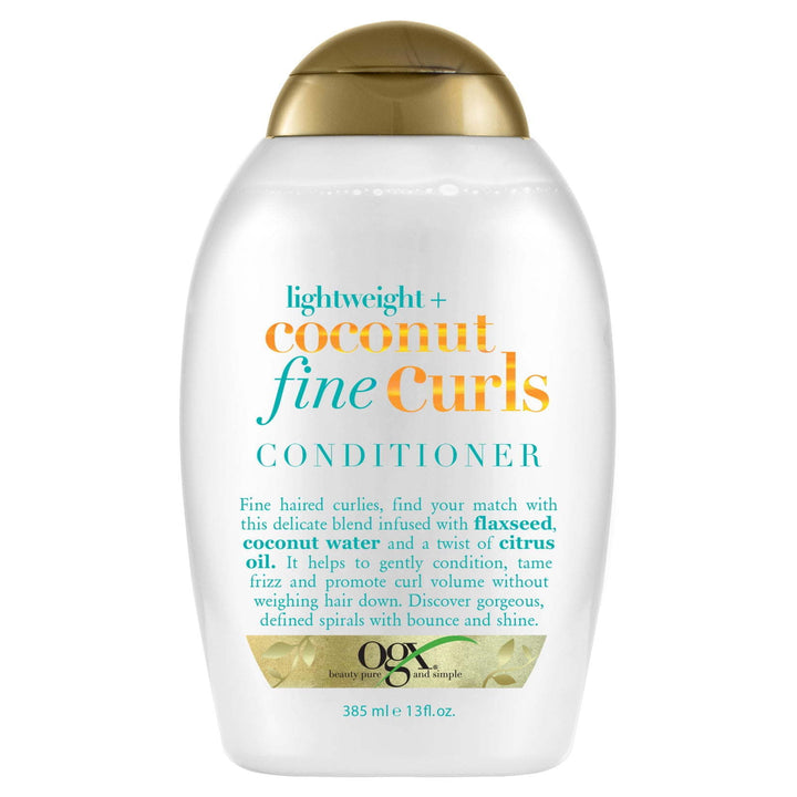 OGX Lightweight + Coconut Fine Curls Conditioner, Lightweight, Coconut Water Conditioner, 13 fl. oz. - Nexusni