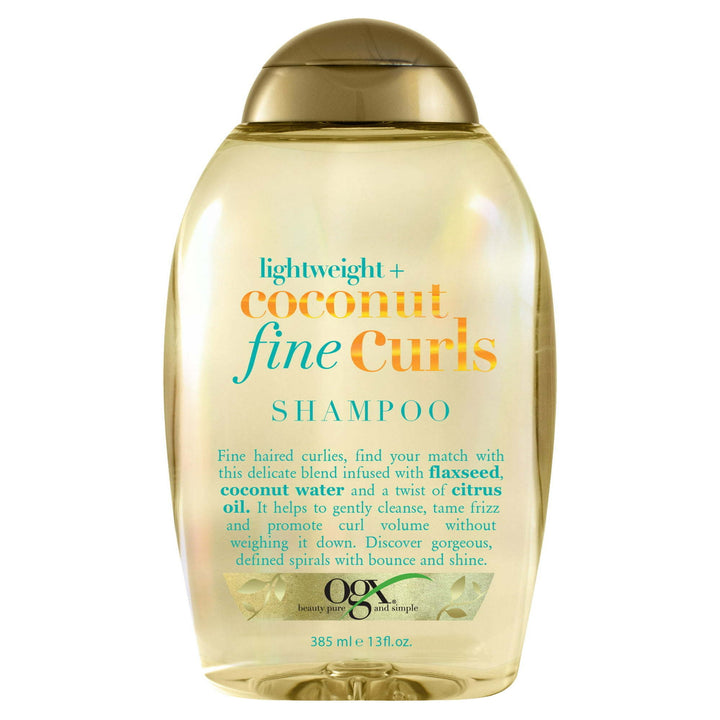 OGX Lightweight + Coconut Fine Curls Moisturizing Daily Shampoo with Flaxseed & Citrus Oil, 13 fl oz - Nexusni