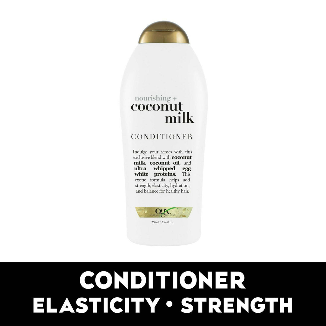 OGX Nourishing + Coconut Milk Moisturizing Daily Conditioner with Egg White Protein, 25.4 fl oz - Nexusni