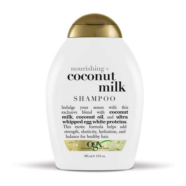 OGX Nourishing + Coconut Milk Moisturizing Shampoo for Strong & Healthy Hair, with Coconut Milk, Coconut Oil & Egg White Protein, Paraben-Free, Sulfate-Free Surfactants, 13 fl.oz - Nexusni