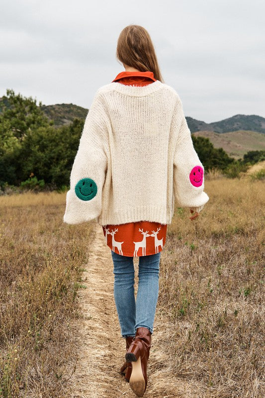 The Fuzzy Smile Long Bell Sleeve Knit Cardigan - Nexusni