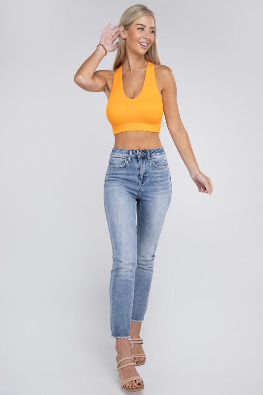 Ribbed Cropped Racerback Tank Top - Nexusni