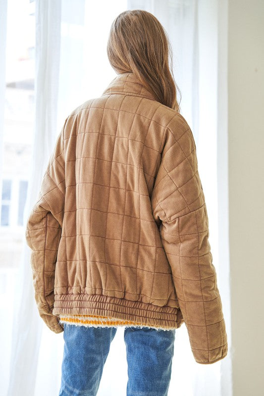 Soft Washed Comfy Quilted Zip Up Jacket - Nexusni