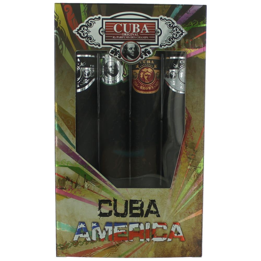 Cuba America by Cuba, 4 Piece Gift Set for Men with Black, Grey, Green & Brown - Nexusni