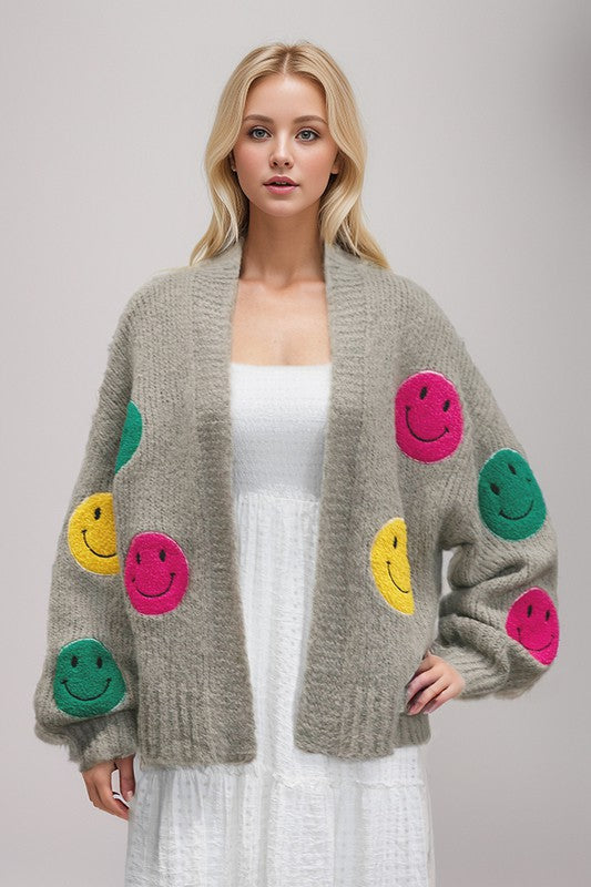 The Fuzzy Smile Long Bell Sleeve Knit Cardigan - Nexusni