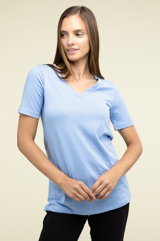 Cotton V-Neck Short Sleeve T-Shirts - Nexusni