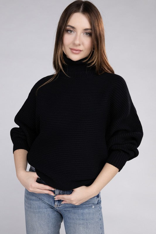 Viscose Dolman Sleeve Turtleneck Sweater - Nexusni