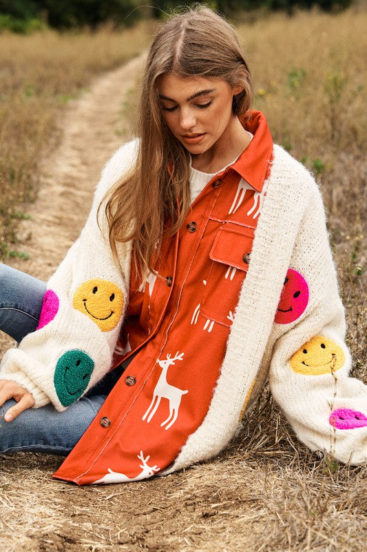 The Fuzzy Smile Long Bell Sleeve Knit Cardigan - Nexusni