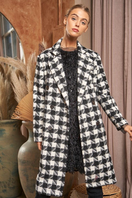 Textured Knit Tweed Double Button Coat Jacket - Nexusni