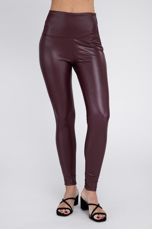 High Rise Faux Leather Leggings - Nexusni