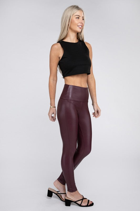 High Rise Faux Leather Leggings - Nexusni