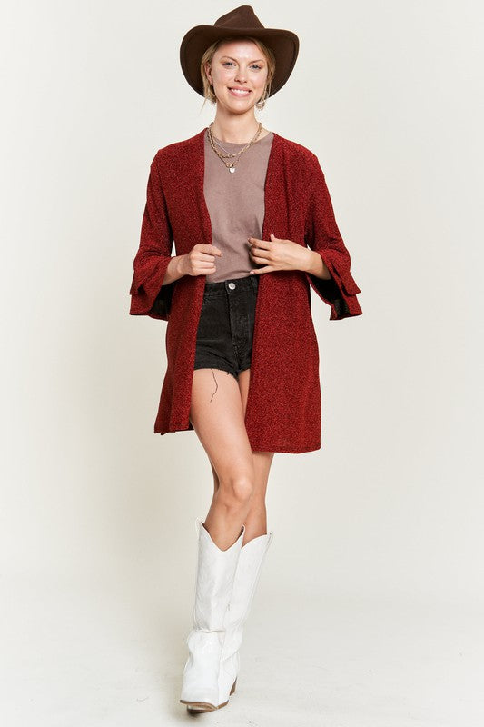 Glitter bell sleeve kimono style cardigan PLUS - Nexusni