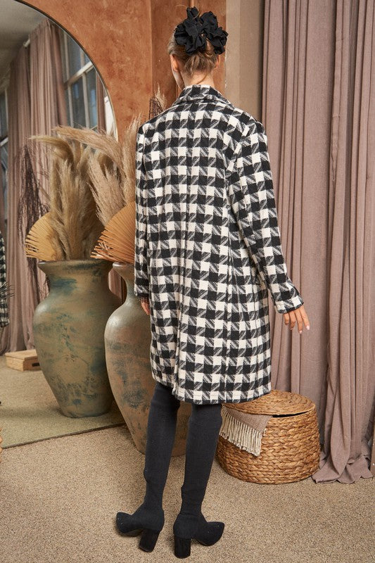 Textured Knit Tweed Double Button Coat Jacket - Nexusni