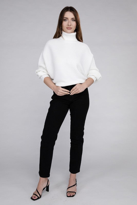 Viscose Dolman Sleeve Turtleneck Sweater - Nexusni