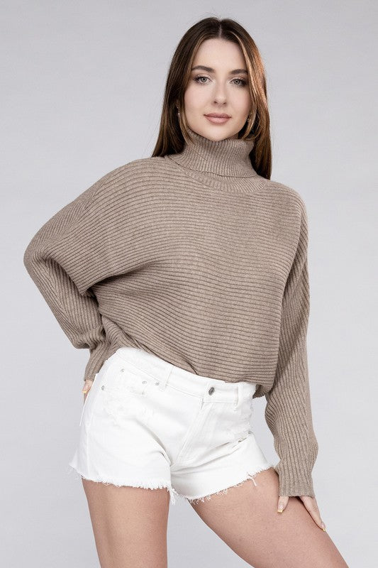 Viscose Dolman Sleeve Turtleneck Sweater - Nexusni