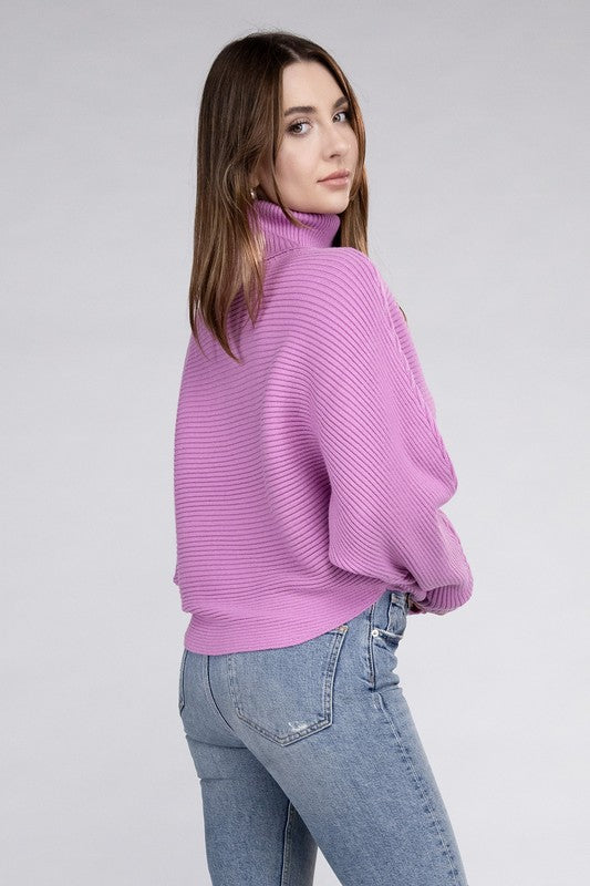 Viscose Dolman Sleeve Turtleneck Sweater - Nexusni