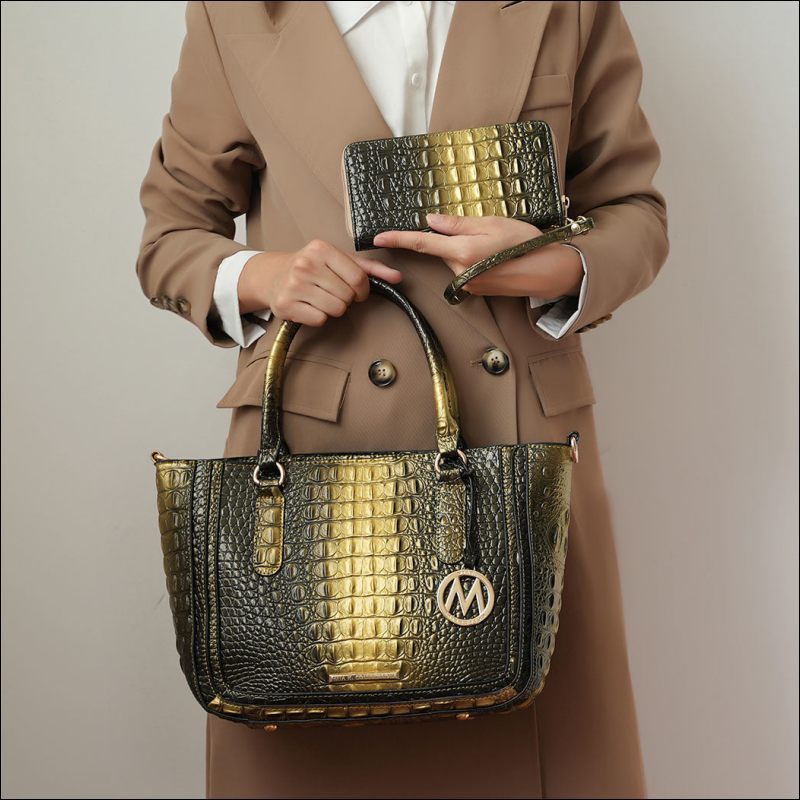 MKF Collection Aphelia Croc-Embossed Satchel Bag with Wallet by Mia K - Travel & Bags