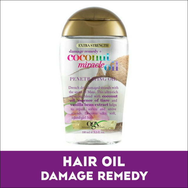 OGX Extra Strength Damage Remedy + Coconut Miracle Oil Penetrating Hair Oil Treatment 3.3 oz - Hair Care